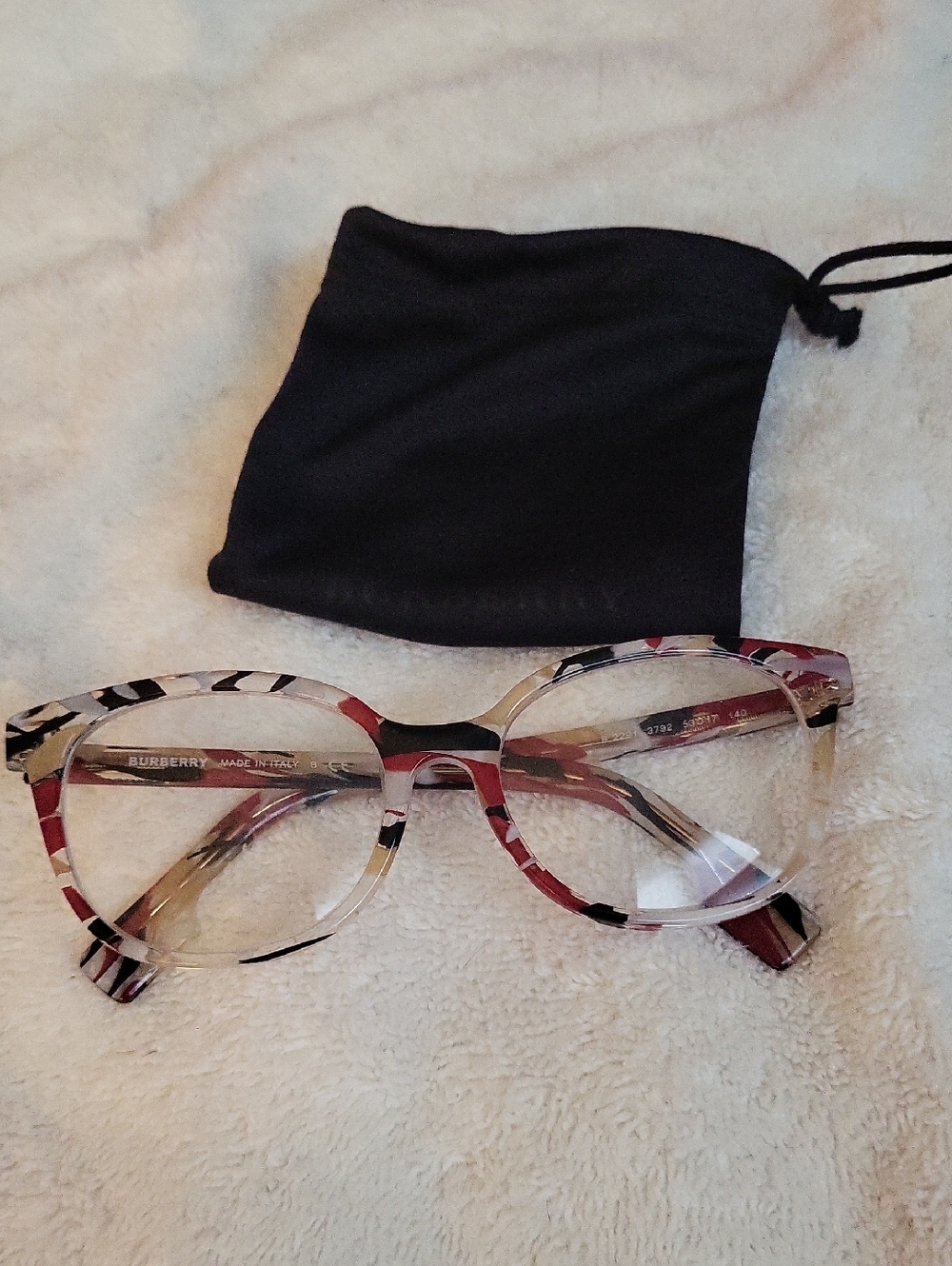 Burberry Multicolor Round Cateye Patterned Optical Glasses Frames Only